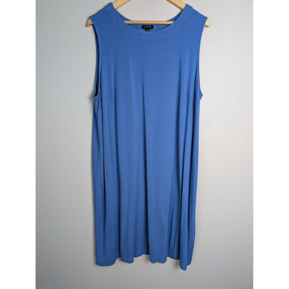 J. Jill Dress Womens 2X Blue Long‎ Tank Trapeze Swing Crew Neck Jersey Pullover